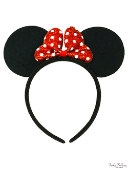 Карнавальный ободок "Милая мышка" с красным бантиком