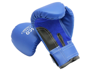 Перчатки бокс. RUSCO SPORT кож.зам. синие, 4/6/8/10 унций