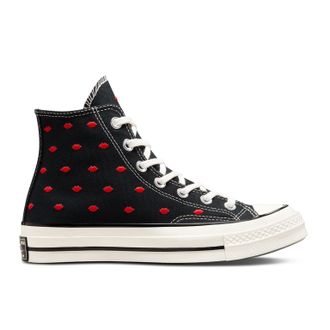 КЕДЫ CONVERSE CHUCK 70 EMBROIDERED LIPS ВЫСОКИЕ ЧЕРНЫЕ