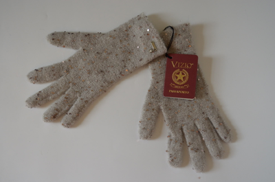 Вицио перчатки бежевые с пайетками итальянские