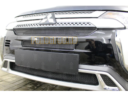 Защита радиатора Mitsubishi Outlander III 2018- (3 части) black