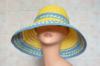 Женская широкополая шляпа Vizio Италия 5710 FF3 желтая с синим