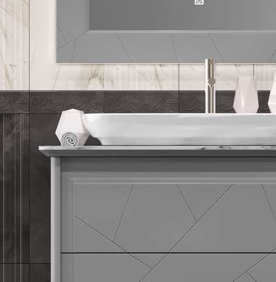 Тумба с раковиной Opadiris Луиджи 90 серый матовый, со столешницей и накладной раковиной "NOVA"