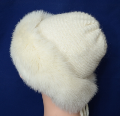 Шапка белая с мехом Vizio Италия 5580