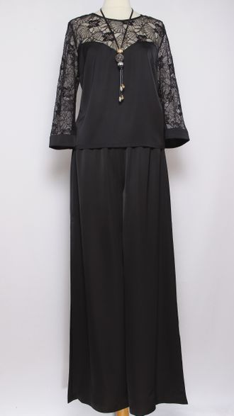 КОСТЮМ БРЮЧНЫЙ "ДВОЙКА КРУЖЕВО" чёрный р.46-52