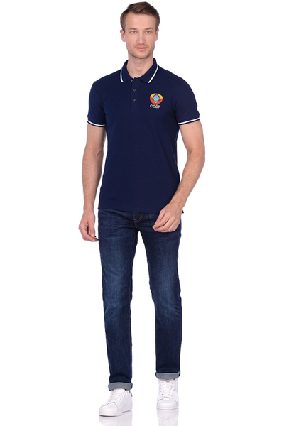 Поло мужское с символикой СССР 65PM-RR-1783 (Синий)