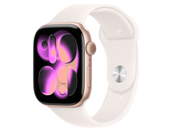 Apple Watch Series 11 46mm Rose Gold Aluminium Case with Light Blush Sport Band M/L