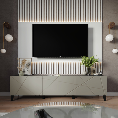 ТВМ-10 Тумба под ТВ Графит Серый/ МДФ Панакота