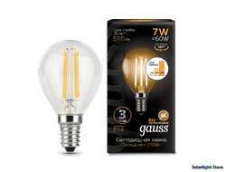 Gauss LED Filament Globe P60 Step Dimmable 7w 827/840 E14