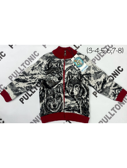 Детский свитер на молнии Волки 02