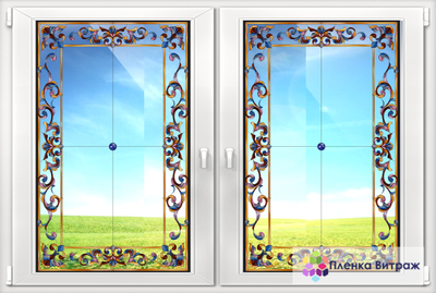 Витражная пленка, витражная пленка самоклеющаяся, пленочный витраж с классическим рисунком