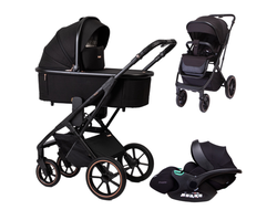 Коляска 3в1 Peppy Tecla 2024 Rose Black, Черный (Verona)