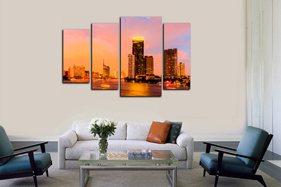 Модульная картина "Небоскребы у воды"