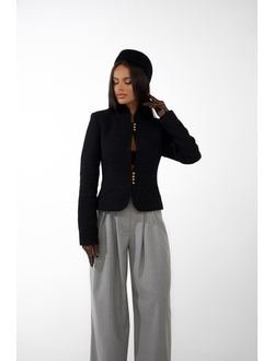 Жакет приталенный твид (черный)