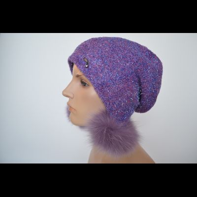 Шапка Vizio 1627 PP 66 ушанка фуксия с помпонами