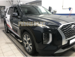 Пороги труба с проступью d76 для Hyundai Polisade (2021-...)