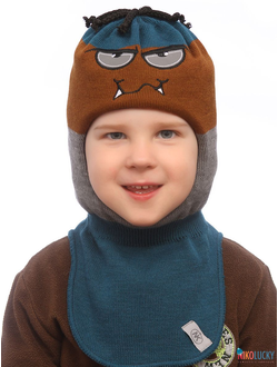 Шапка-шлем  19101-06, цвет сине-морской,горчичный, р. 48-50