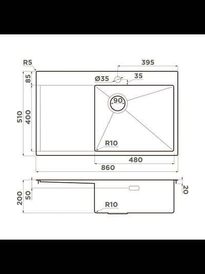 Мойка Omoikiri AKISAME 86 SIDE R