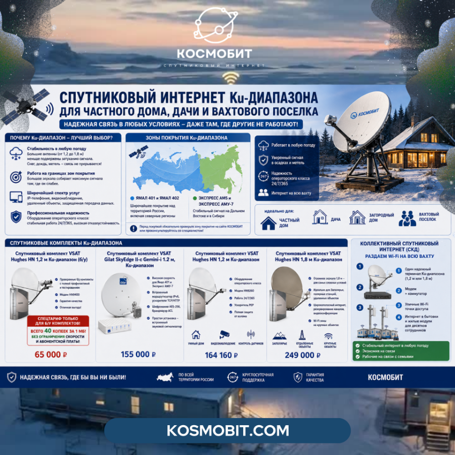 Выбираем спутниковый интернет для частного дома и вахтового поселка: VSAT-оборудование Ku-диапазона 