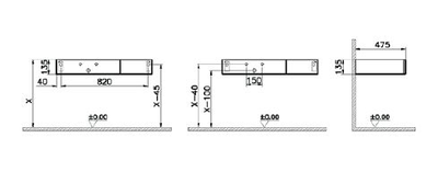 Модуль под раковину с выдвижным ящиком, Vitra Origin, 90 см, левосторонний, черный дуб, 65673