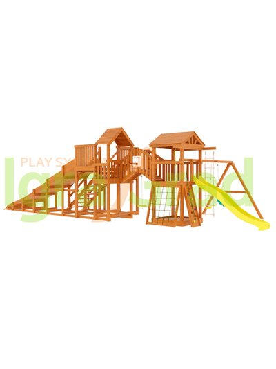 Детская деревянная зимняя горка Snow Fox 5,9 м + "Панда Фани Gride"