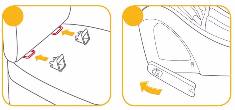 Клавиша автоматического выдвигания крепления isofix из базы