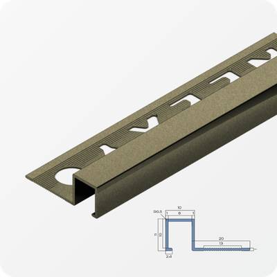 Окантовочный плиточный профиль из алюминия 10 мм. NEEXY PV02-46 BBL-D Черный блестящий браш 2.7 м.