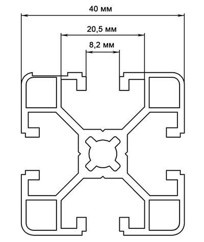 Линейка алюминиевая 40x40мм 3000мм для сверлильно-присадочного станка