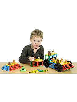 Набор Полидрон Магнитный "Конструируем транспорт" с дополнительным комплектом колес Расширенный