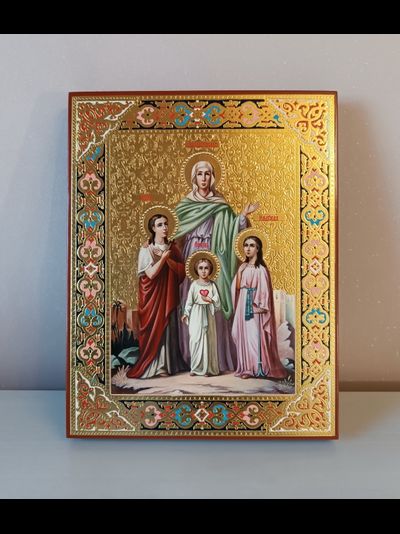 Вера, Надежда, Любовь и матерь их София. Рукописная икона 22х28см.