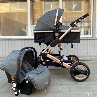Детская коляска 3 в 1 Wisesonle Серый