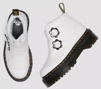 Dr. Martens Devon Flower Buckle Leather White