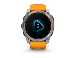 Умные часы Garmin Fenix 8 - 51 мм, AMOLED Sapphire, Titanium, светло-серый, оранжевый силиконовый ремешок (010-02905-11)