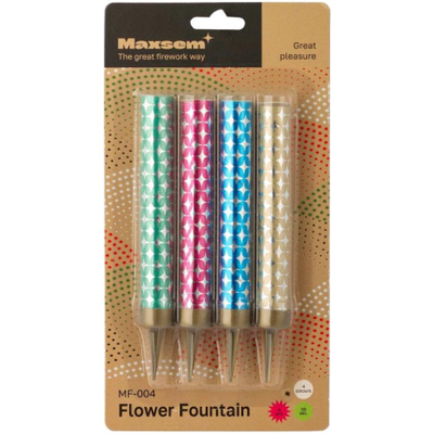 Свеча-фонтан "Цветное пламя" (30 сек., 4 шт./уп.), 10 см