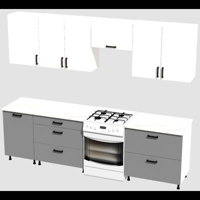 Кухня Эконом 2,1 метра (1300х800) Цвет: Белый/Базальт