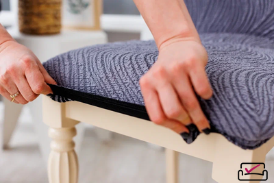 Чехол на стул Жаккард Волна Пепельный. Россия