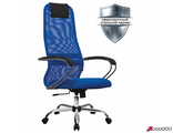 Кресло офисное МЕТТА «SU-B-8» хром, ткань-сетка, сиденье мягкое, синее. 532431