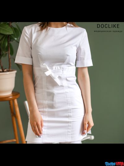 БЛУЗА DOCLIKE DL416 белая с лентой