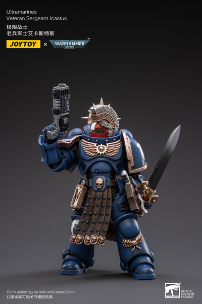 Сержант-ветеран Ультрамаринов Икастус (Warhammer 40k) - КОЛЛЕКЦИОННАЯ ФИГУРКА 1/18 Ultramarines Veteran Sergeant Icastus (JT3020) - JOYTOY