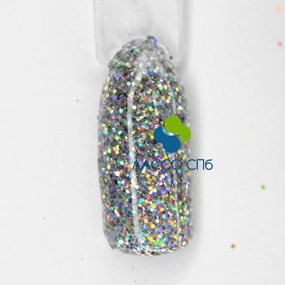 Блёстки Серебро глиттер Holographic Silver Голография 0,4 мм вес 10 г