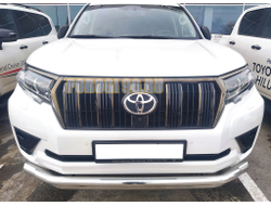 Защита переднего бампера двойная с подгибами d76/60 для Toyota Land Cruiser Prado 150 (2017-)