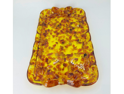 Поднос прямоугольный с бантиком с мелким янтарем