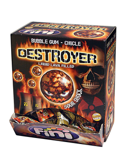 Жев. резинка Fini "Шар-разрушитель из лавы" Кислый-ШОК с клубн. наполн.  6гр х 200шт