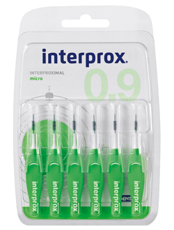 Ершики межзубные 0,9 мм, зеленые Interprox, Dentaid, 6 шт.