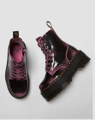 Dr Martens Jadon Max Boot Distressed Leather Platforms Fondant Pink Arcadia