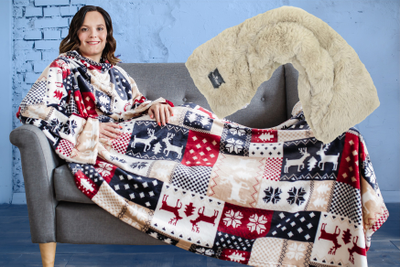 Зимние узоры и Грелка шарф Бежевая