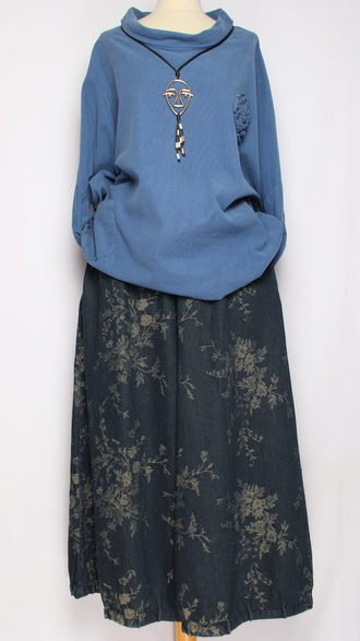 Рубашка "Вельвет хомут роза" коралл, джинс до р.56