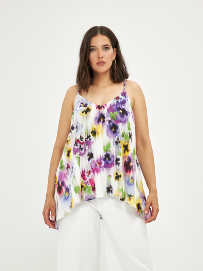 Топ летний нарядный с принтом "фиалка"