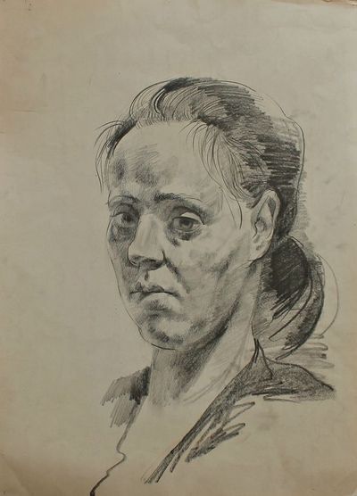 &quot;Женский портрет&quot; бумага карандаш Акимов А.А. 1960-е годы