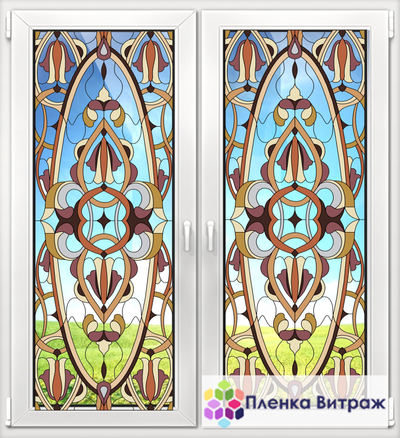 Витражная пленка, витражная пленка самоклеющаяся под заказ,пленочный витраж с классическим рисунком